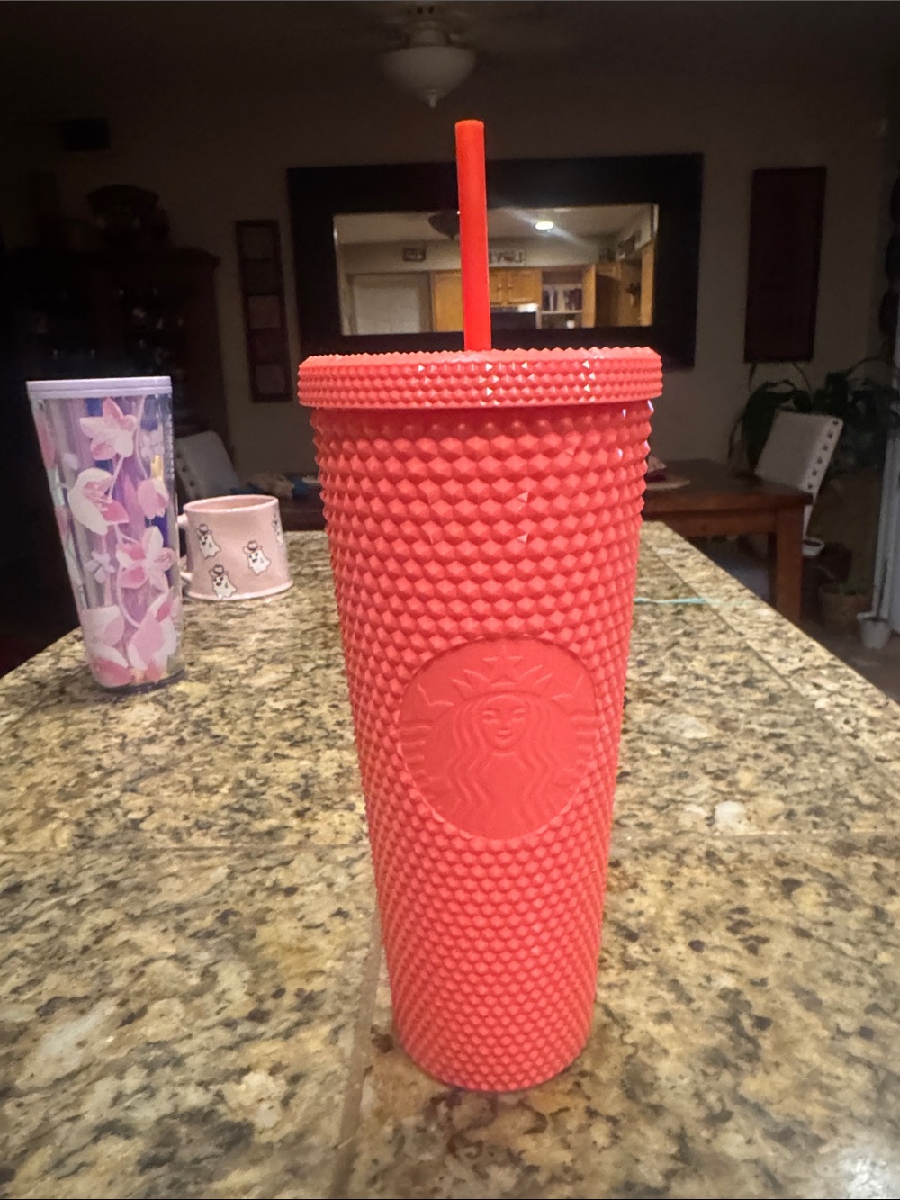 Red textured reusable tumbler